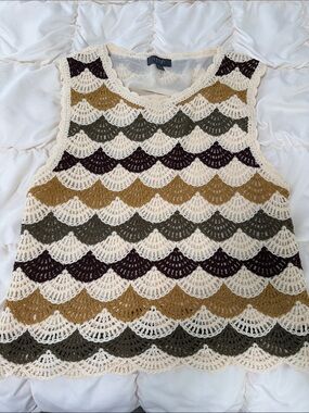 Lysse Crochet Scallop Tank Top in Cream, Olive, Mustard, Plum